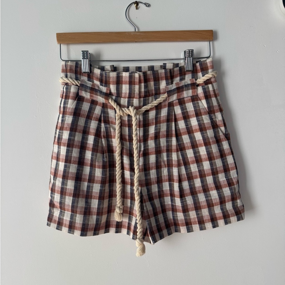Veronica Beard Checked Shirts with Rope Belt
